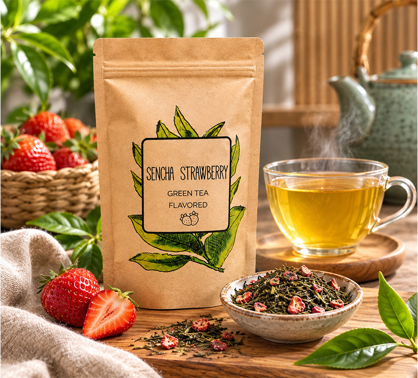 Sencha Strawberry Leo Tea w eleganckiej metalowej puszce
